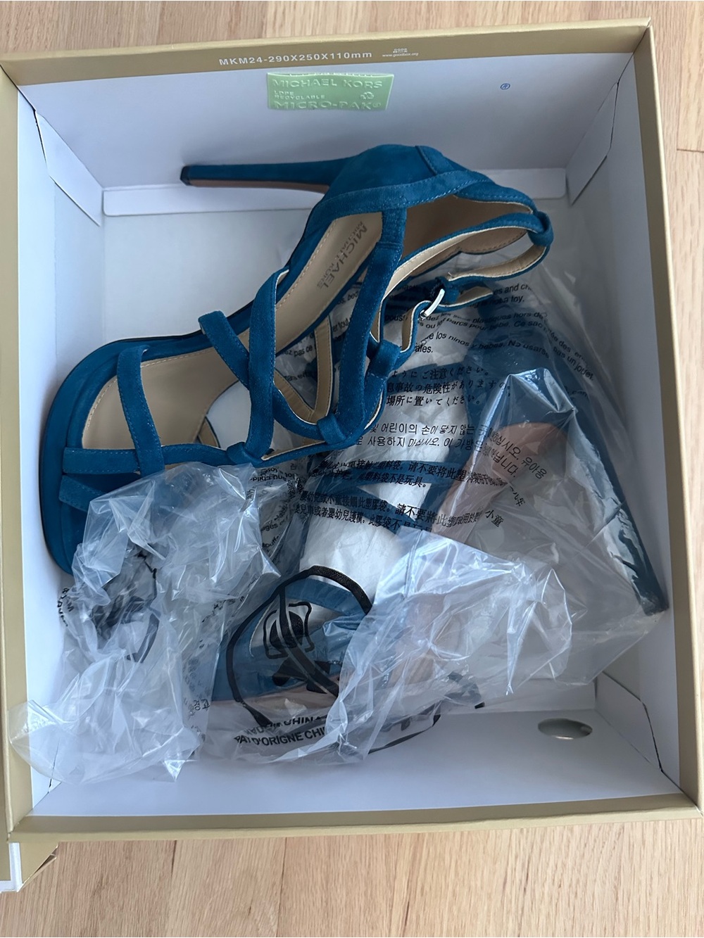 Michael Michael Kors Teal Blue Suede Sandra platform Sandal